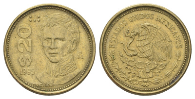 Мексика 20 песо 1985 Мо, Гуаделупе Виктория KM 508 латунь 4155-127