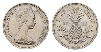 Багамские острова (Багамы) 5 центов 1966 KM 3 медно-никель UNC 4391-456