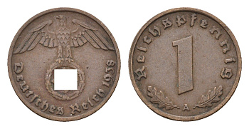 Германия 1 рейхспфенниг 1938 A KM 89, J. 361 бронза 4684-1145