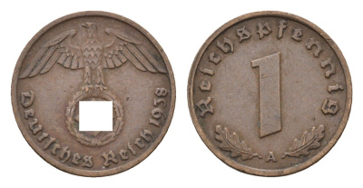 Германия 1 рейхспфенниг 1938 A KM 89, J. 361 бронза 4684-1145