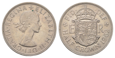 Великобритания 1/2 кроны 1962 Елизавета II (1952-2022) KM 907, Spink 4145 медно-никель aUNC 4667-641