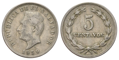 Сальвадор 5 сентаво 1959 KM 134 медно-никель 4121-1232