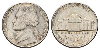 США 5 центов 1992 P, Джефферсон KM A192 медно-никель 4671-1132