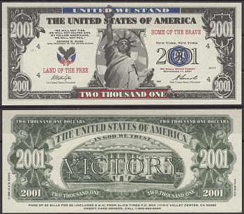 США 2001 доллар 2001 статуя свободы бумага UNC (пресс) 7197-29-1