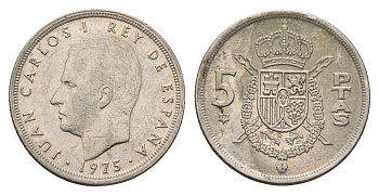 Испания 5 песет 1975 (77) M, Хуан Карлос I (1975-2014) KM 807 медно-никель 4633-211
