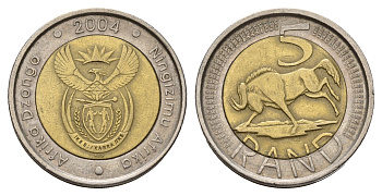 ЮАР 5 рандов 2004 KM 281 биметалл 4657-541