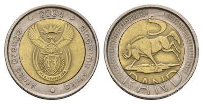 ЮАР 5 рандов 2004 KM 281 биметалл 4657-541