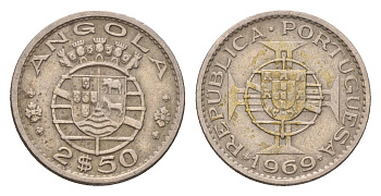 Ангола 2,5 эскудо 1969 KM 77 медно-никель 4682-568