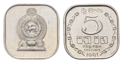 Шри-Ланка 5 центов 1991 KM 139a алюминий aUNC 4643-654
