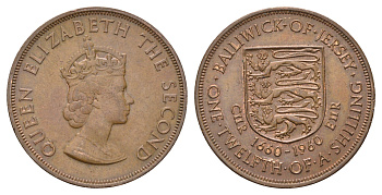 Джерси 1/12 шиллинга 1960 Елизавета II (1952-2022), 300 лет вступления на престол короля Карла II KM 23 бронза 4178-931
