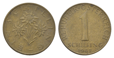 Австрия 1 шиллинг 1981 KM 2886 алюминиевая бронза 181-1133