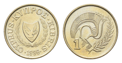 Кипр 1 цент 1996 KM 53.3 никель латунь UNC 4618-537