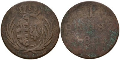 Польша 1 грош 1814 IB, Фридрих Август III (1806-1827) C 81 медь 4158-528