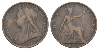 Великобритания 1 пенни 1900 Виктория (1837-1901) KM 790, Spink 3961 бронза 4634-915