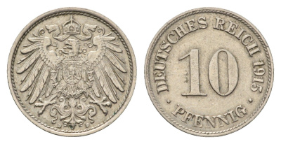 Германия 10 пфеннигов 1915 D, Вильгельм II (1888-1918) KM 12, J. 13 медно-никель 4684-1123