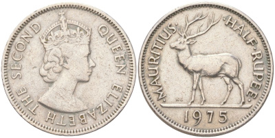 Маврикий 1/2 рупии 1975 KM 37 медно-никель 4141-545