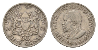Кения 50 центов 1971 Джомо Кениата KM 13 медно-никель 4682-649