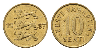 Эстония 10 сентов 1997 KM 22 латунь UNC 4696-164