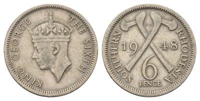 Южная Родезия 6 пенсов 1948 Георг VI (1936-1952) KM 21 медно-никель 4392-246