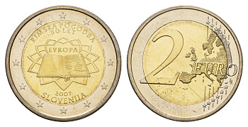Словения 2 евро 2007 50 лет подписанию Римского договора KM 106 биметалл UNC 1085-5-75