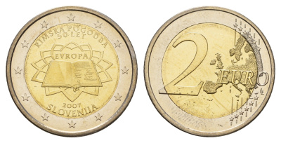 Словения 2 евро 2007 50 лет подписанию Римского договора KM 106 биметалл UNC 1085-5-75