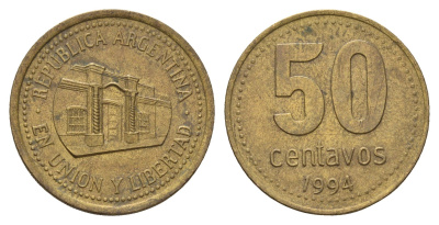 Аргентина 50 сентаво 1994 KM 111 алюминиевая бронза 4573-922