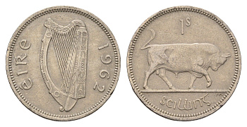 Ирландия 1 шиллинг 1962 бык KM 14a медно-никель 4175-1155