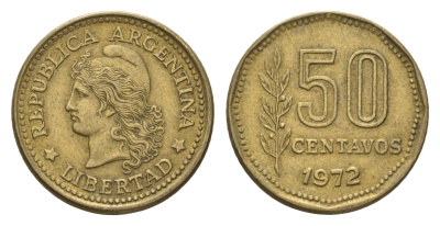 Аргентина 50 сентаво 1972 KM 68 латунь 4573-743