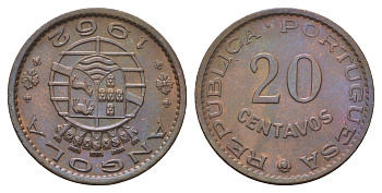 Ангола 20 сентаво 1962 год-тип KM 78 бронза UNC 4396-228