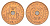 Родезия и Ньясаленд 1/2 пенса 1964 Елизавета II (1952-2022), жирафы KM  1 бронза  UNC  4640-868