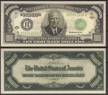 США 10000 долларов 2004 Дуайт Эйзенхауэр бумага UNC (пресс) 7196-10-3