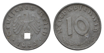 Германия 10 рейхспфеннигов 1942 A KM 101, J. 371 цинк 4685-432