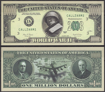 США 1000000 долларов 2003 вторая мировай война бумага UNC (пресс) 7197-27-3