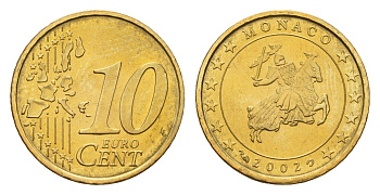 Монако 10 евроцентов 2002 KM 170 нордик UNC 270-742
