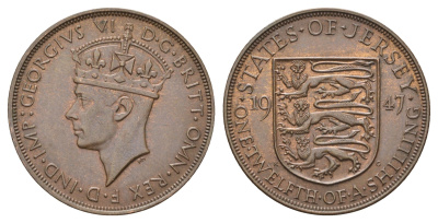 Джерси 1/12 шиллинга 1947 Георг VI (1936-1952) KM 18 бронза 4403-121
