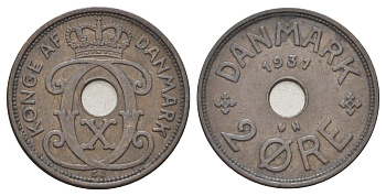 Дания 2 эре 1931 N, Кристиан X (1912-1947) KM 827 бронза 4701-811