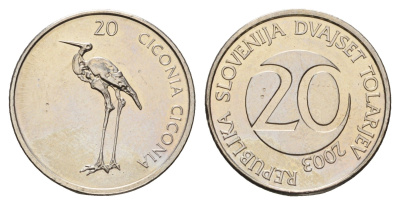 Словения 20 толаров 2003 KM 51 медно-никель UNC 4402-1256