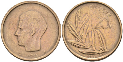 Бельгия 20 франков 1982 Belgie KM 160 никель бронза    4595-1032