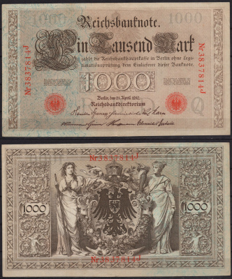 Германия 1000 марок 1910 Pick 45 b бумага 2192-69-1-2