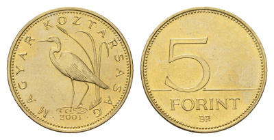 Венгрия 5 форинтов 2001 KM 694 никель латунь UNC 105-448