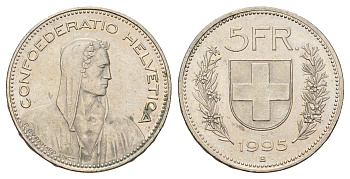Швейцария 5 франков 1995 B KM 40a.4 медно-никель 4536-1223