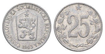Чехословакия 25 геллеров 1963 KM 54 алюминий 4641-1225