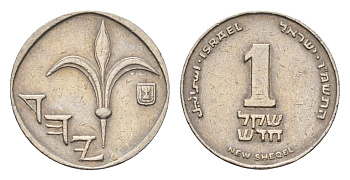 Израиль 1 новый шекель 1986 JE 5746 KM 160 медно-никель 4684-261