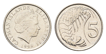 Каймановы острова 5 центов 1999 KM 132 сталь плакированная никелем UNC 4655-729