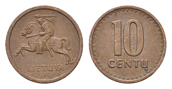 Литва 10 центов (сентов) 1991 год-тип KM 88 бронза 4689-1059