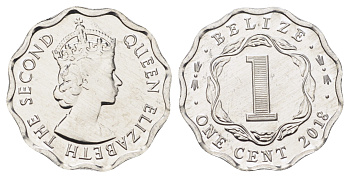 Белиз 1 цент 2018 Екатерина II (1952-2022) KM 33 a алюминий  UNC  M86-06