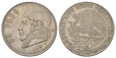 Мексика 1 песо 1977 Хосе Мария Морелос KM 460 медно-никель 4590-746
