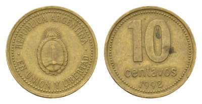 Аргентина 10 сентаво 1992 KM 107 алюминиевая бронза 4679-744