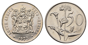 ЮАР 50 центов 1973 Зантедеския Эллиота (калла), герб KM 87 никель UNC 4693-415