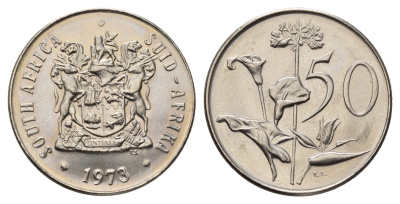 ЮАР 50 центов 1973 Зантедеския Эллиота (калла), герб KM 87 никель UNC 4693-415